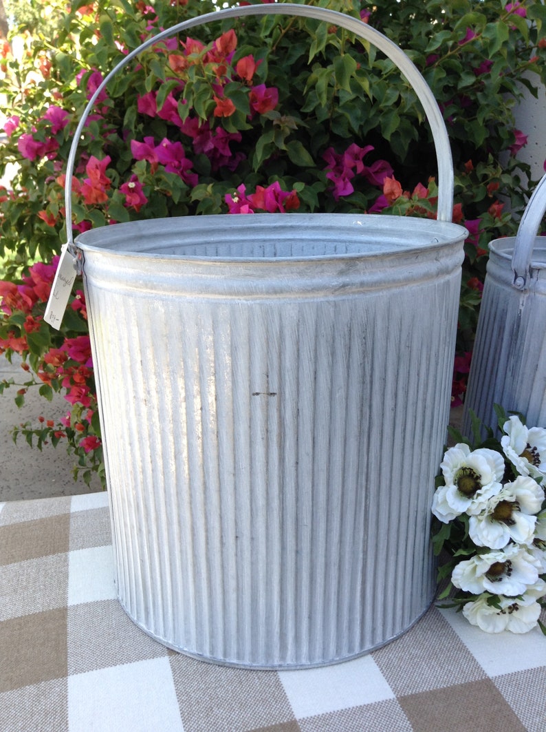 Pair of Painted Galvanized Garden Buckets Etsy
