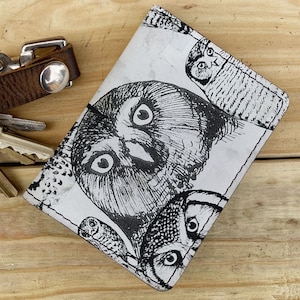 billetera delgada de búhos, billetera de cuero, billetera minimalista, billetera compacta, billetera de bolsillo, porta tarjetas de visita, billetera de mujer, billetera pequeña
