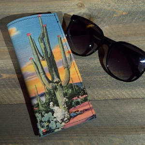 cactus eyeglass case, sunglasses case, leather glasses case, travel gift, designer eyelgasses pouch, reading glassses case, gift for her