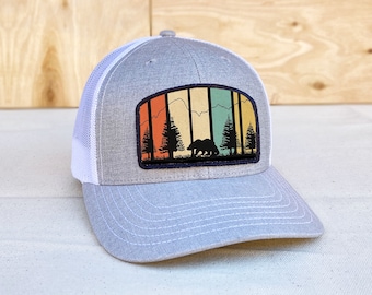 Trees Outdoors Trucker Hat - Mesh & Cotton Blend Hat - Snap Back Hat, Mens Hat, Richardson 112 Style, Backerton Hat, Womens trucker hat