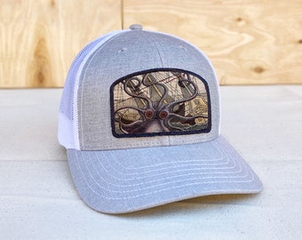 Octopus Attacks Trucker Hat - Mesh & Cotton Blend Hat - Snap Back Hat, Mens Hat, 112 Style, Backerton Hat, Womens trucker hat