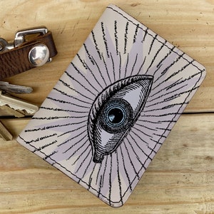 ver cartera delgada ojo, cartera de cuero, cartera minimalista, cartera compacta, cartera de bolsillo, titular de la tarjeta de visita, cartera de mujer, cartera pequeña