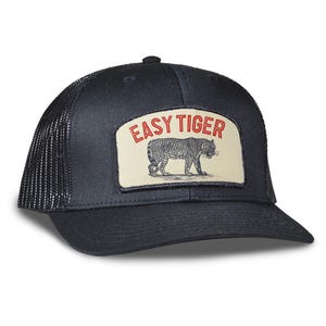 Easy Tiger Trucker Hat - Mesh & Cotton Blend Hat - Snap Back Hat, Mens Hat, Richardson 112 Style, Backerton Hat, Womens trucker hat
