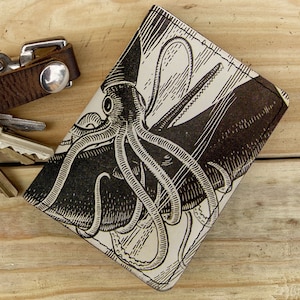 billetera delgada de calamar, billetera de cuero, billetera minimalista, billetera compacta, billetera de bolsillo delantero, porta tarjetas de visita, billetera de mujer, billetera pequeña