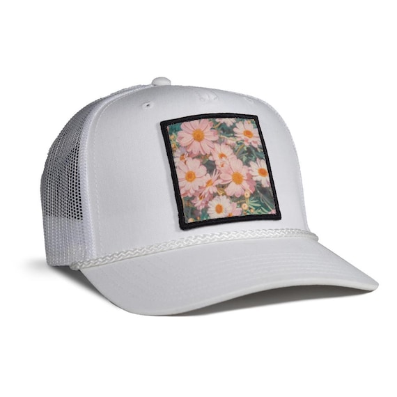 Flowers Trucker Hat - Mesh Cotton Blend Trucker Hat - Snap  display picture 1