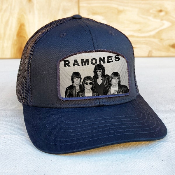Ramones Trucker Hat - Mesh & Cotton Blend Hat - Snap Back Hat, Mens Hat, Richardson 112 Style, Backerton Hat, Womens trucker hat
