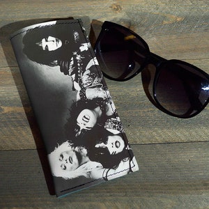 motley crue eyeglass case, sunglasses case, leather glasses case, travel gift, designer eyelgass pouch, reading glassses case, gift for her