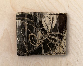Squid Leather Bifold Wallet: Handmade Minimalist Compact Purse