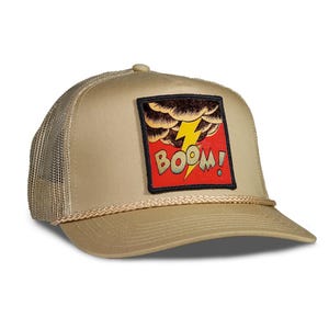 Boom Trucker Hat - Mesh & Cotton Blend Trucker Hat - Snap Back Rope Hat - Mens Hat, Womens Hat, Snap back Hat, Trucker Cap, Rope Hat