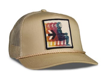 Astronaut Trucker Hat - Mesh & Cotton Blend Trucker Hat - Snap Back Rope Hat - Mens Hat, Womens Hat, Snap back Hat, Trucker Cap, Rope Hat