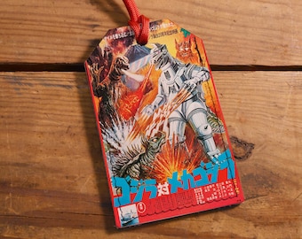 Handmade Leather Luggage Tag: Japan SciFi Travel Accessory