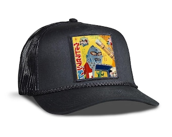 Japan Robot Trucker Hat - Mesh & Cotton Blend Trucker Hat - Snap Back Rope Hat - Mens Hat, Womens Hat, Snap back Hat, Trucker Cap, Rope Hat