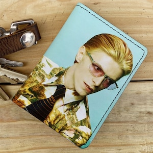 cartera delgada david bowie, cartera de cuero, cartera minimalista, cartera compacta, cartera de bolsillo, titular de la tarjeta de visita, cartera de mujer, cartera pequeña