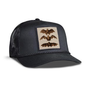 Bat Trucker Hat - Mesh Cotton Blend Trucker Hat - Snap Back Rope Hat - Mens Hat, Womens Hat, Snap back Hat, Trucker Cap, Rope Hat