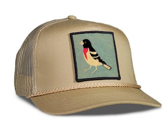 Bird Trucker Hat - Mesh & Cotton Blend Trucker Hat - Snap Back Rope Hat - Mens Hat, Womens Hat, Snap back Hat, Trucker Cap, Rope Hat