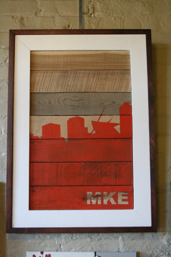Salvaged Wood Milwaukee Skyline | Etsy