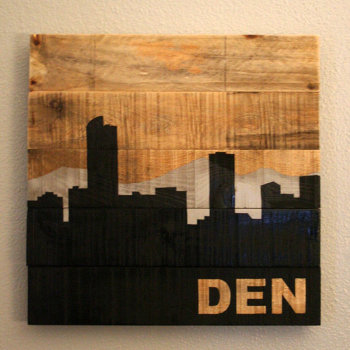 Salvaged Wood Denver Skyline Etsy
