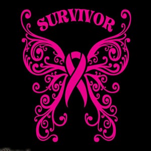 CANCER SURVIVOR BUTTERFLY © Waterproof Car Decal, Fighter, Breast Cancer, Pink Ribbon Sticker... Free Shipping!!