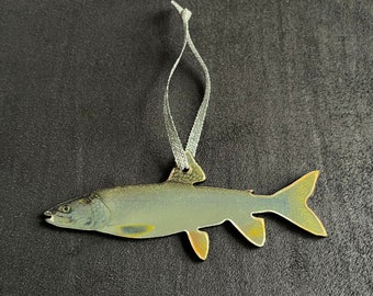 LAKE TROUT Acrylic Christmas Fish Ornament | Fly Fishing | Fisherman Gift... Illustration © Joseph Tomelleri