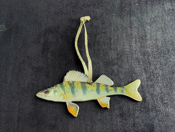 YELLOW PERCH Acrylic Christmas Fish Ornament Fly Fishing Fisherman Gift  Illustration © Joseph Tomelleri 