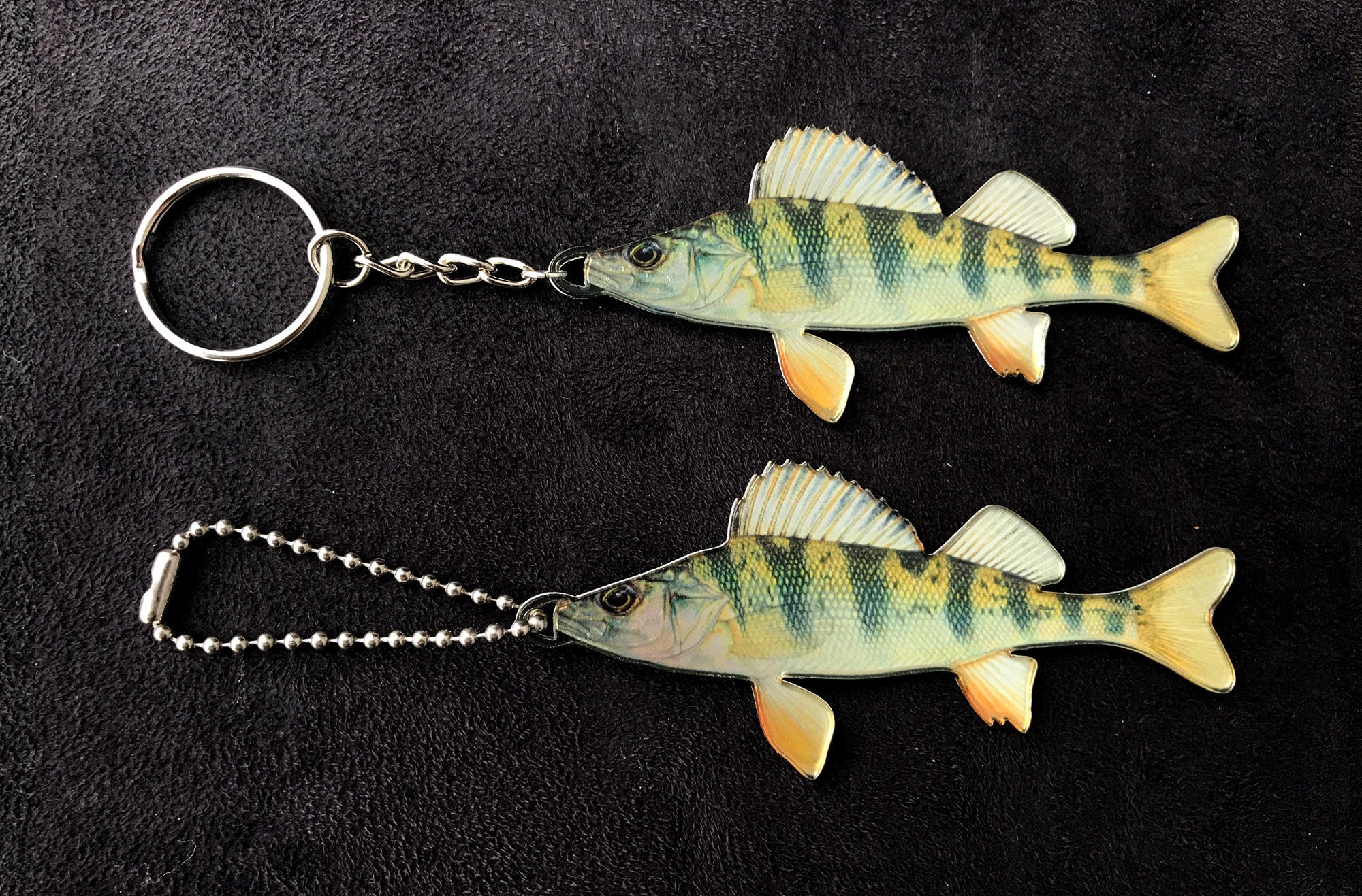 YELLOW PERCH Acrylic Keychain Metallic Shimmer Fish Pike