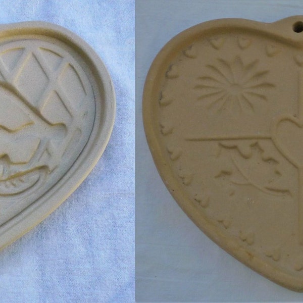 Pampered Chef Seasons of the Heart 1997 Mold &  Pampered Chef Stoneware Cookie Mold Welcome Home Heart 1998