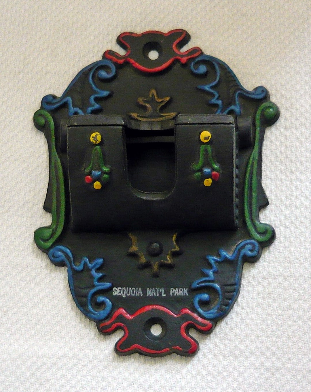 WILTON Cast Iron MATCH HOLDER or Flag Pole Holder Hand Painted Wall