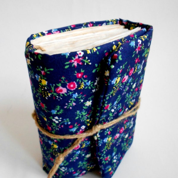 Dark blue flowers Journal, Handmade Diary, Travel Book, Old Paper, Pregnancy book