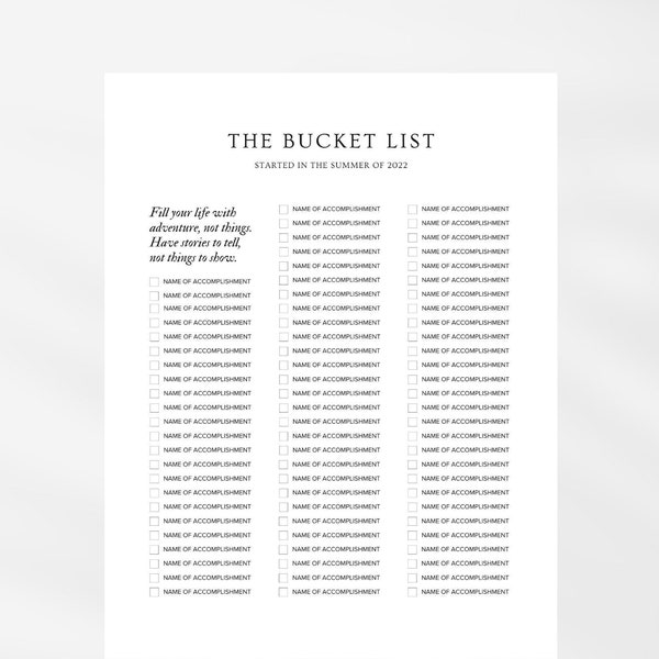 Bucket List - Etsy