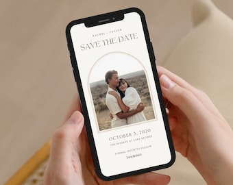 Save the Date Mobile Invitation Template, Editable on Canva, Printable Editable, Wedding Invitation Digital Template Digital for Guests