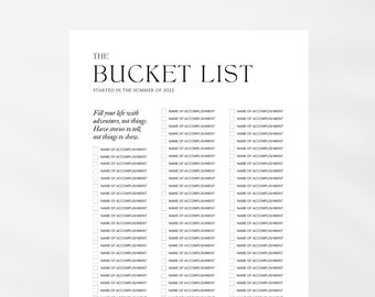 Bucket List Vorlage, Bucket List Vorlage, Printable Bucket List auf Canva, Instant Download Wall Art Reise Bucket List Tracker Custom, Modern Minimal Art