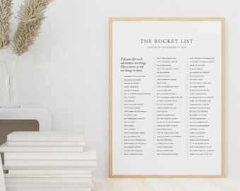 Bucket List Template, Printable Bucket List Edit on Canva, Instant Download Wall Art Travel Bucket List Tracker Custom, Modern Minimal Art