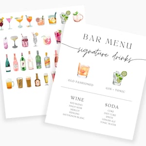 Wedding Bar Menu Template, Edit on Canva, Drinks Menu Template Digital Download, Minimal Modern Classic, Customizable Menu Template