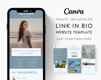 Canva Link in Bio Template for Social Media Marketing, Travel Influencers, Blogs, UGC Creators | ALYSSA Theme | Modern Minimal