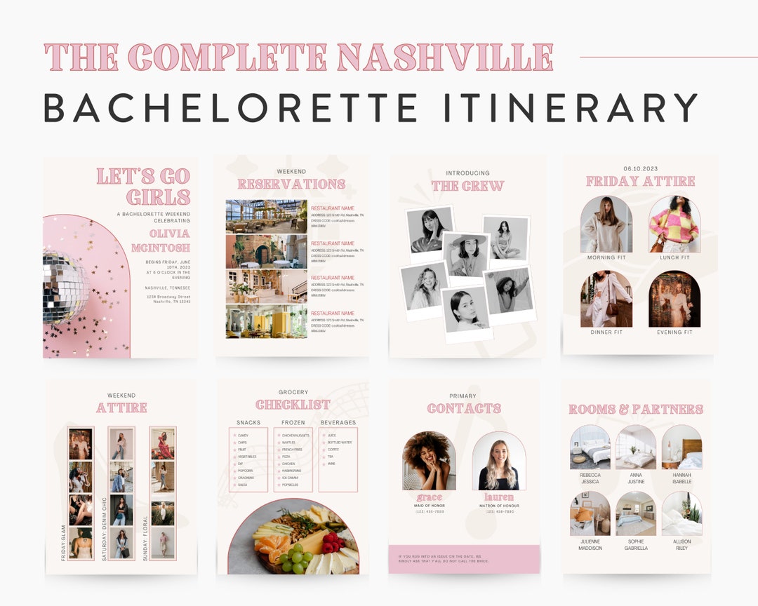Nashville Bachelorette Itinerary Digital Template Complete