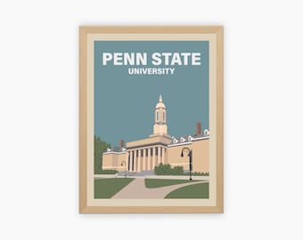 Penn State University Retro Vintage Poster, Penn State Illustration Art | Wall Art Digital Download, Digital Wall Art, Printable, Gift