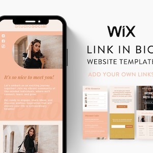 WIX länkmall i bio för marknadsföring i sociala medier, coacher, influencers, bloggar, UGC-skapare | STUDIOSOCIAL-tema | Modern minimalistisk