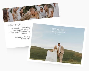 Wedding Thank You Card Template Boho Horizontal, Edit on Canva, Digital Download, Printable Template Card Wedding Aesthetic Classic Minimal