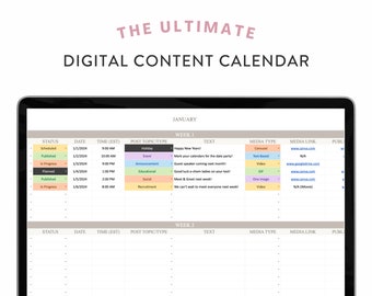 Digitaler Vermarkter & griechischer Lebensinhalt Kalender, Sorority, Fraternity, Social Media Manger Planer | Digitaler Download, Bearbeiten Sie auf Google Sheets