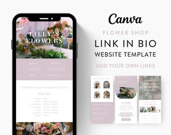 Canva Link in Bio Template for Flower Shops, Floral Shops, Flower & Floral Design Stores | FLOWER SHOP Theme | Modern Minimal