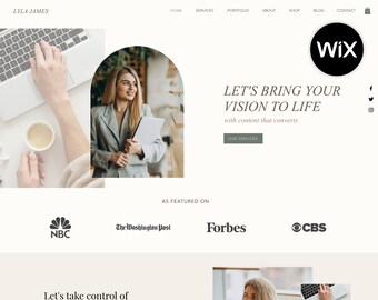 WIX Website Template für Social Media Marketing, Grafikdesign, Coaches, Blogs, E-Business | LYLA JAMES Theme | Modern Minimal Neutral