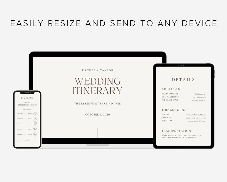 Mobile Wedding Itinerary Template Modern Minimal Classic for Guests, Editable on Canva, Printable, Wedding Planner Digital Template Download image 7