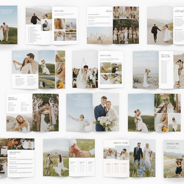 Photographer Client Guide Magazine Pricing Template, Edit on Canva, Photographer Portfolio and Pricing Guide Template for Weddings and more
