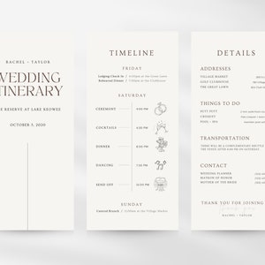 Mobile Wedding Itinerary Template Modern Minimal Classic for Guests, Editable on Canva, Printable, Wedding Planner Digital Template Download image 5