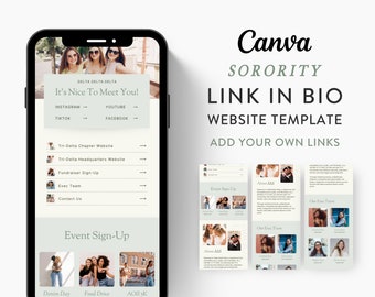 Greek Life Canva Link In Bio Template | GREEN, Digital Template, Sorority Link in Bio Template