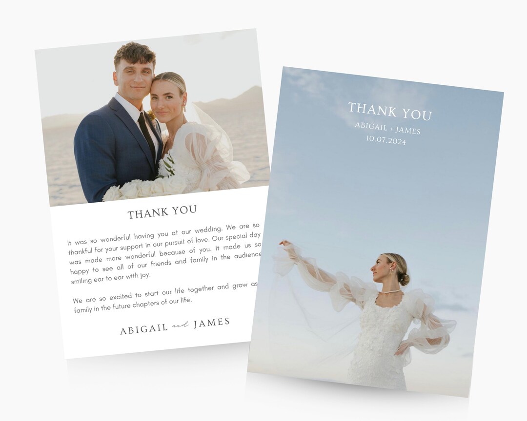 Wedding Thank You Card Template Minimal Beach, Edit on Canva, Digital ...