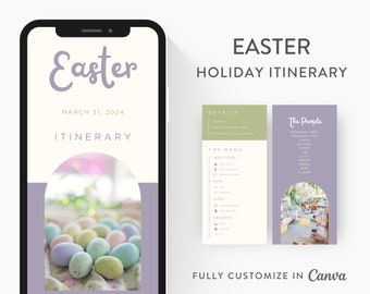 Easter Itinerary Template, Editable on Canva, Printable Editable Template, Easter Planner Digital Template Download
