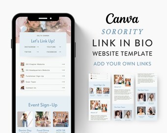 Greek Life Canva Link In Bio Template | BLUE, Digital Template, Sorority Link in Bio Template