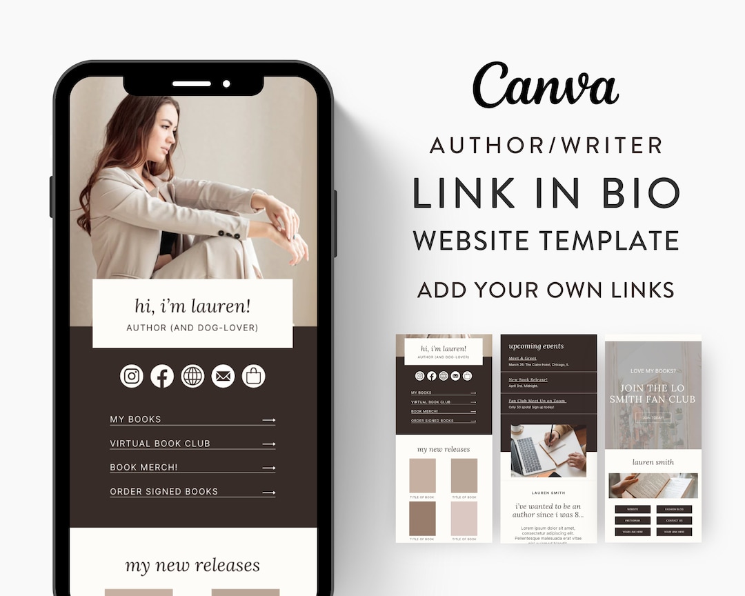 Canva Link in Bio Template for Authors, Writers, Poets, Novelists ...