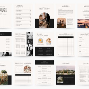 120 Page Wedding Planner Printable Download Canva Template, Complete Digital Template Printable Editable Digital Download Wedding Itinerary image 1